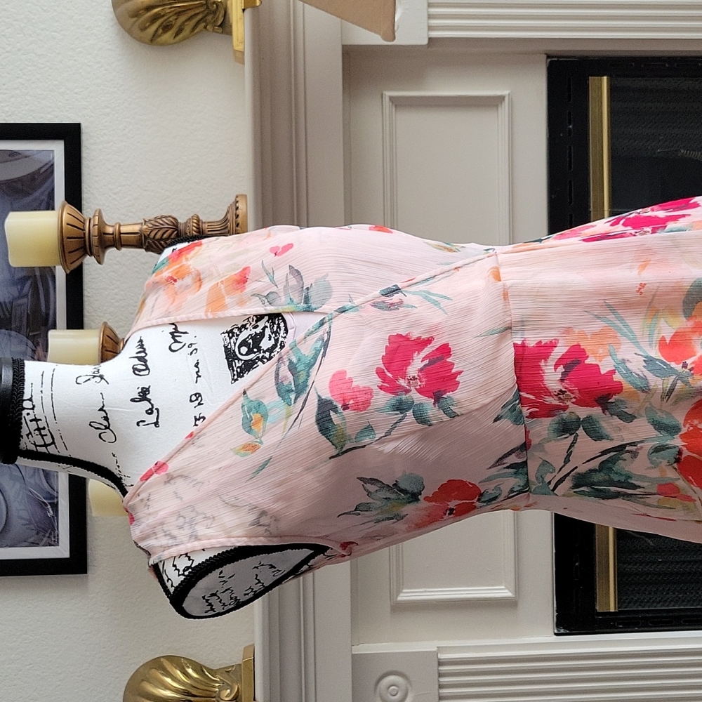 Calvin KleinFloral-Print High-Low Dress, Size 4
